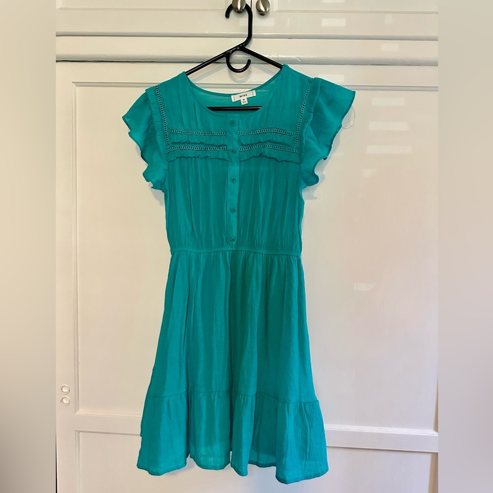 Teal Ruffle Sleeve Dress medium